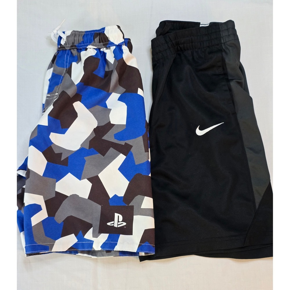 Boys Nike Dri-FIT Shorts & PlayStation Camo Swim Trunks Bundle Size 10/12 L